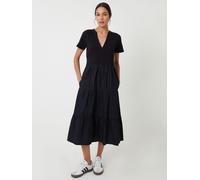 Threadbare Threadbare Black 100% Cotton Tiered Jersey Poplin Mix Maxi Dress Black EU 36 (UK 8)