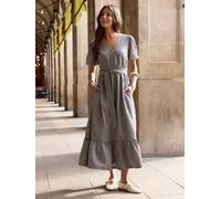 Threadbare Threadbare Black Gingham Tiered Hem Puff Sleeve Maxi Dress Black EU 44 (UK 16)