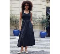 Threadbare Threadbare Black Sleeveless 2-in-1 Jersey Poplin Mix Tiered Dress Black EU 44 (UK 16)