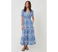 Threadbare Threadbare Blue 100% Cotton Poplin Tiered Midaxi Dress Blue EU 40 (UK 12)