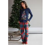 Threadbare Threadbare Blue Bow Matching Christmas Tree Check Family Pyjamas