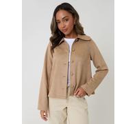 Threadbare Threadbare Brown Faux Suede Peter Pan Collar Cropped Jacket
