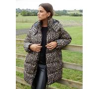 Threadbare Threadbare Brown Leopard Print Hooded Puffer Coat