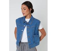 Threadbare Threadbare Light Blue 100% Cotton Sleeveless Boxy Denim Jacket Vest