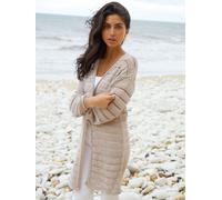 Threadbare Threadbare Natural Longline Crochet Pointelle Knit Cardigan