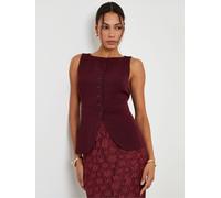 Threadbare Threadbare Red Boat Neck Longline Waistcoat
