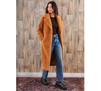 Threadbare Threadbare Tan Brown Longline Borg Coat