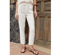 Threadbare Threadbare White Regular Fit Linen Blend Tapered Trousers