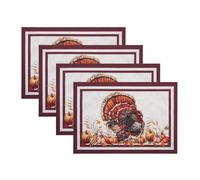Threadmade Autumn Heritage Lot de 4 sets de table Motif Turquie Multicolore 33 x 48,3 cm