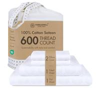Threadmill Home Linen Parure de lit 4 pièces 100% Pur Coton 600 Fils Jacquard damassé Blanc
