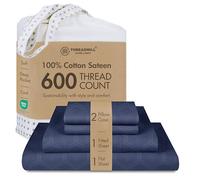 Threadmill Home Linen Parure de lit 4 pièces 100% Pur Coton 600 Fils Jacquard damassé Folkstone de qualité hôtelière ELS Draps de lit de Luxe avec Poche Profonde élastique