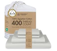 Threadmill Home Linen Parure de lit 4 pièces en Satin certifié 100% Coton égyptien 400 Fils au Pouce carré, draps de lit Solides avec Poche Profonde élastique Gris Clair