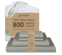 Threadmill Home Linen Parure de lit King Size 800 Fils - Draps 100% Coton à Fibres Extra Longues - Ensemble de 4 pièces de Luxe pour lit King Size avec Poche Profonde, Tissage satiné Lisse, Gris Lune