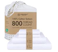Threadmill Luxury 100% Cotton Queen Bed-Sheets - 800 Thread Count Jacquard Celine Hotel White, Better Than Egyptian Cotton,4 Pc Striped Bed Set, Damask Sheets with 16" Deep Pocket