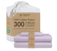 Threadmill Parure de lit 3 pièces 100% Coton pour lit Simple, draps en Satin de Couleur Unie avec Poche Profonde de 40,6 cm, draps Doux et Respirants, Lilas
