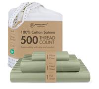 Threadmill Parure de lit 3 pièces en Coton Respirant à Rayures damassées, 500 Fils au Pouce carré, draps Respirants avec Poche Profonde élastique de 38,1 cm, 1 taie d'oreiller et Sac fourre-Tout