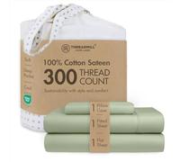 Threadmill Parure de lit 3 pièces en Satin Lavable et Respirant avec Poches Profondes élastiques - Draps en Satin lavables et Respirants avec Poches Profondes élastiques - Vert Sauge