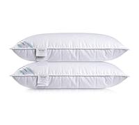 Threads For Bed Lot de 2 oreillers naturels en plumes et duvet avec housse double couche anti-duvet, coussin de soutien à densité moyenne/douce pour les personnes dormant sur le dos et le côté, 48,3 x