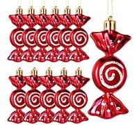 Threan 12 Décorations de Bonbons de Noël à Paillettes Cannes à Sucre et Menthe Poivrée Suspendues pour Sapin de Noël avec Cordes Dorées pour Fête