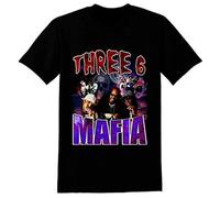Three 6 Mafia Hip Hop Rap Black T Shirt Black XXL
