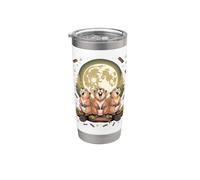 Three Beavers Howling at the Moon Wildlife Lover Gobelet isotherme en acier inoxydable double paroi