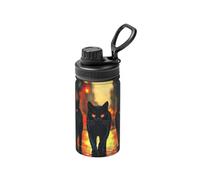 Three Black Cats On The Street Bouteille d'eau isotherme de 355 ml avec motif imprimé complet, étanche, en acier inoxydable et durable pour l'extérieur