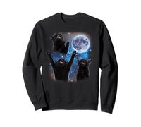 Three Cats Howling at The Moon Weird Meme Smoking Cat Sweatshirt