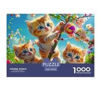 Three Cats in A Colorful Heart-Shaped Dream Structure Solide Loisir D’intérieur Idéal, Aide À Améliorer La Concentration, La Patience Et La Coordination 70x50cm/1000pcs