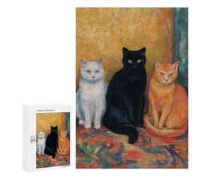 Three Cats Painting Puzzle 1000 Pièces Educa Jouet en Bois Cadeau Unique Décoration Intérieure Jeu Éducatif Challenge Toy Adultes Et Enfants À Partir De 14 Ans 300 PCS