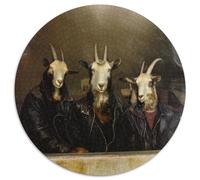 Three Chèvres Wearing Leather Jackets 1000pcs (67.5x67.5cm) Puzzles Adaptés Aux Adultes Et Aux Personnes Âgées De 14 Ans Et Plus