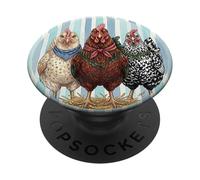 Three Chickens Bandana Farmhouse Stripe Graphic PopSockets PopGrip Adhésif