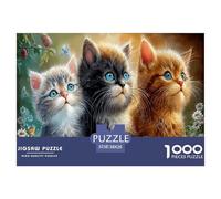 Three Cute ChatonsPuzzle 1000 Pièces Educa Jouet en Bois Cadeau Unique De l'art De La Décoration Cluster de Fleurs Jeu Éducatif Challenge Toy Adultes & Enfants des 14 Ans 38x26cm/1000pcs