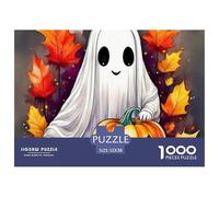 Three Cute Ghosts in Witch Hats in Autumn Forest Papier Épais Et Solide Parfait pour Renforcer Les Capacités Cognitives, La Mémoire Et La Concentration Mentale 52x38cm/1000pcs