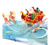Three Dee Cards - Carte de vœux pop-up 3D avec traîneau du Père Noël et renne pour fille, beau-fils, mari, épouse, frère, sœur, maman et papa, famille de vacances