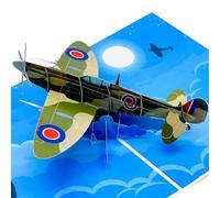 Three Dee Cards - Carte de vœux pop-up Spitfire - 3D Aviation Birthday pour homme, mari, papa, fête des pères, thème avion vintage WW2 pour lui, amateurs d'avion, pilotes, grand-père et amateurs