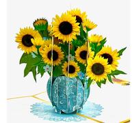 Three Dee Cards - Carte pop-up 3D en forme de fleur de tournesol pour la fête des mères de votre femme, petite amie, anniversaire, Saint-Valentin - 15 cm x 15 cm