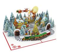 Three Dee Cards - Carte pop-up 3D pour fille, beau-fils, mari, épouse, frère, sœur, maman et papa, motif village de Noël enchanteur
