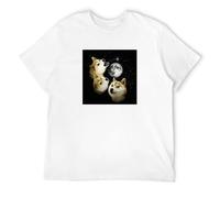 Three Doge Moon Shiba Inu T Shirt for Male Soft Homme Tee Shirt Crewneck Faddish Harajuku Streetwear White S