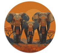 Three Éléphants in African Style Artistique with Patterns on Their Bodies 1000 Pièces, Puzzle Impossible pour Adultes, Cadeaux, pour Enfants1000pcs (67.5x67.5cm)