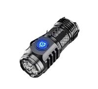Three-Eyed Mini Flashlight, Rechargeable Ultra-Bright Portable Outdoor Lighting Pocket Flashlight, Dimmable Flash Super Power Flashlight High Lumens Waterproof Pocket for Outdoor (Black)