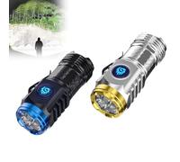 Three-Eyed Monster Mini Flash Super Power Flashlight,Mini Flash Super Power,German Flashlight,Slim Portable Pocket Compact Torch,5 Modes,10h Running Time for Outdoor,Waterproof ( Color : Black+Silver