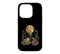 Three Frogs Moon Vintage Amphibian Cottagecore Art Coque pour iPhone 14 Pro
