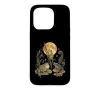 Three Frogs Moon Vintage Amphibian Cottagecore Art Coque pour iPhone 15 Pro