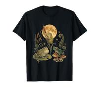 Three Frogs Moon Vintage Amphibian Cottagecore Art T-Shirt