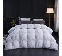 Three Geese Couette plissée en Plumes d'oiseaux d'eau pour très Grand lit, Tissu 100% Coton 1200 Fils au Pouce carré, Chaud pour Toutes Les Saisons, Blanc, hôtel avec 8 languettes.