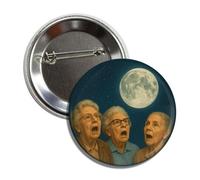 Three Granny Moon Howling Art Deco Button Pin's en métal multicolore 5,7 cm Broche unisexe