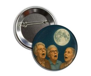 Three Granny Moon Howling Art Deco Button Pin's en métal multicolore 5,7 cm Broche unisexe