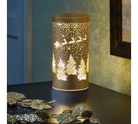 Three Kings Lanterne décorative à LED Père Noël et traîneau sur une forêt - 21 cm de haut - Fonctionne avec piles