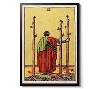 Three of Wands Vintage Tarot Card Illustration, Spiritual Fantasy Magic Wall Art, Portrait Print Poster Decor Gift Archival Matte, A3 (impression uniquement) - 42 x 29,7 cm