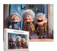 Three Old Ladies Laughing at The Door - Puzzle de 1 000 pièces pour adultes - Puzzle d'art de dessin animé - Jeux d'activités familiales - Puzzle coloré pour décoration d'intérieur - Cadeaux de 68,6 x